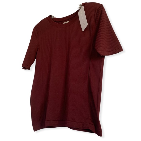 Athleta Tops - NWT Athleta Renew Ribbed Tee - Dark Garnet (Sz M)